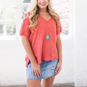 NWOT Free People V-Neck Linen Blend Tee Sz XS